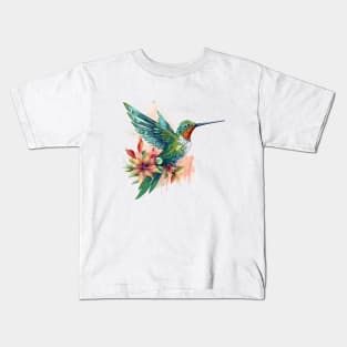 Watercolor Hummingbird Kids T-Shirt